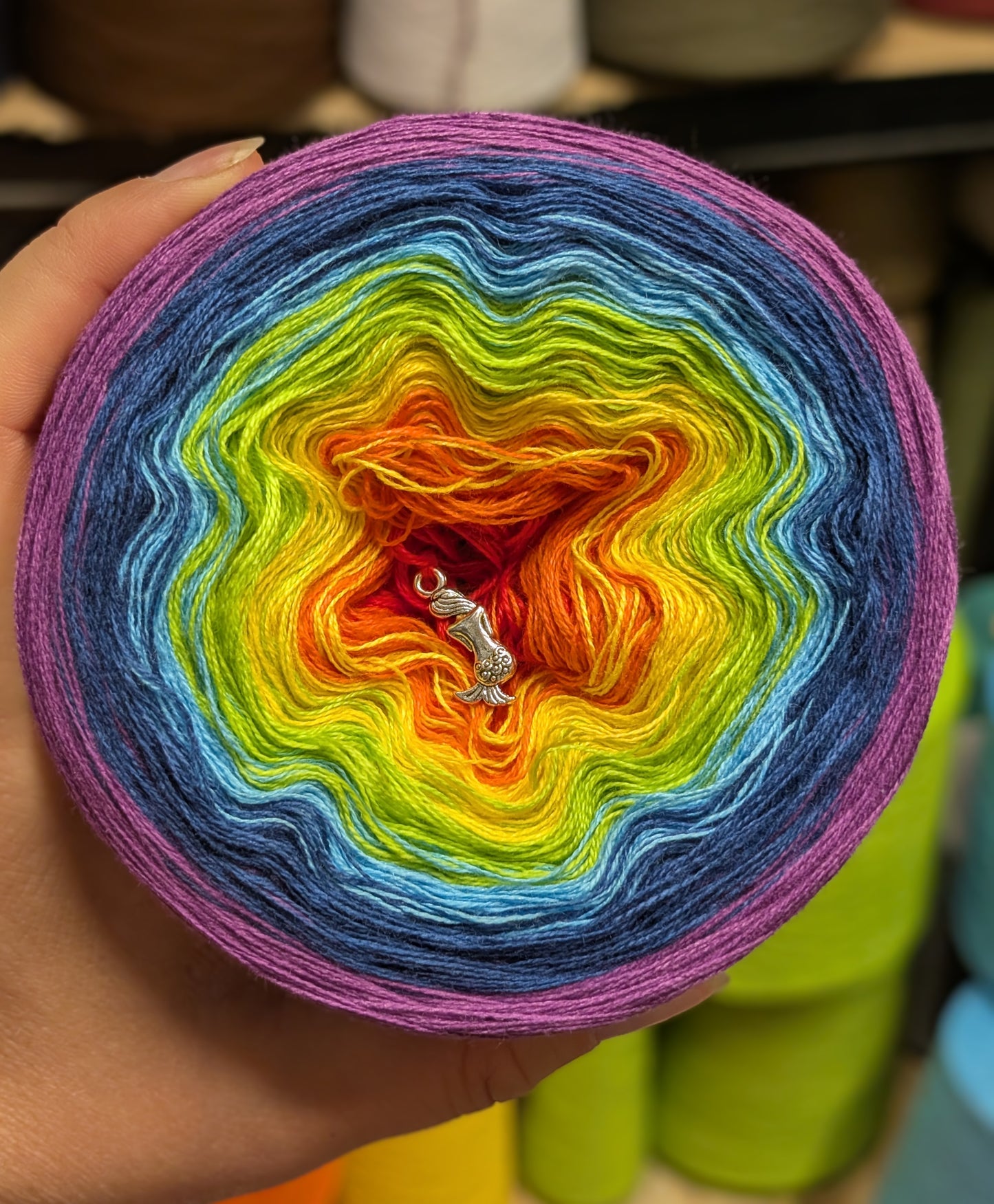 Gradient ombre yarn cake colour combination "Chakras"