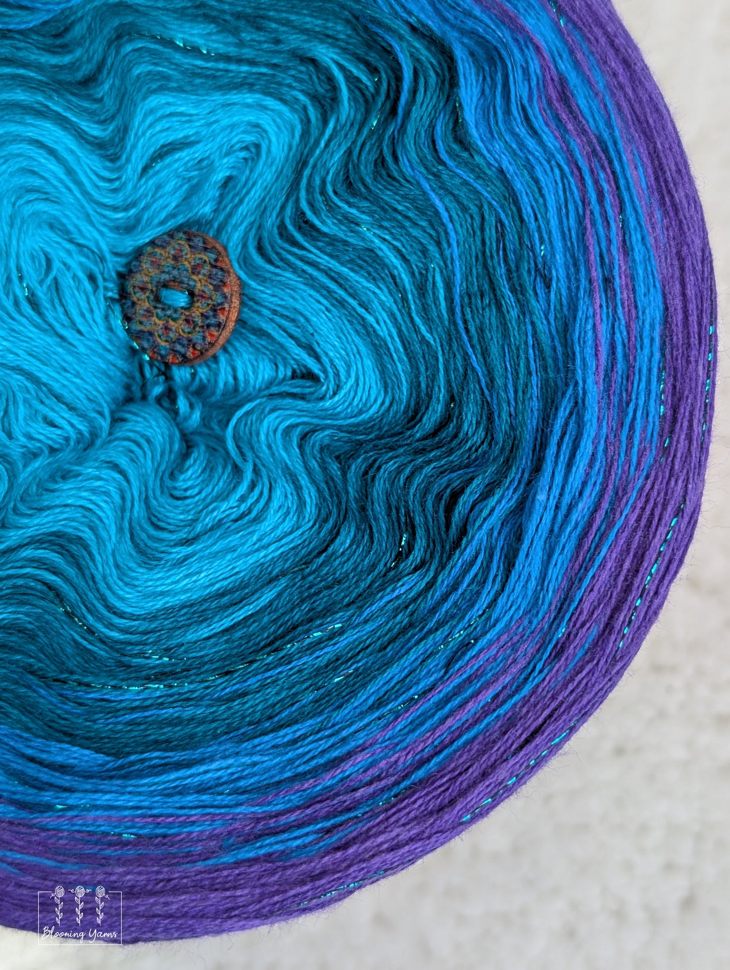 "Peacock Paradise" gradient ombre yarn cake