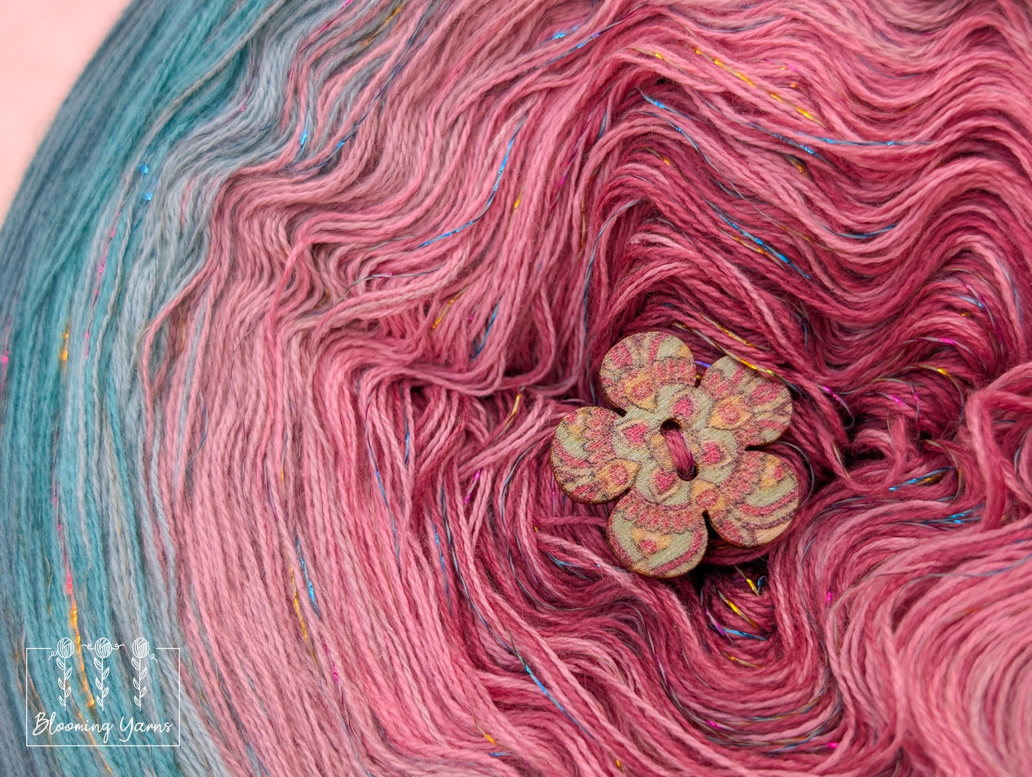 Gradient ombre yarn cake colour combination C390 " Blush & Teal Serenity"