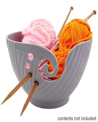 Plastic knitting/crocheting yarn bowl