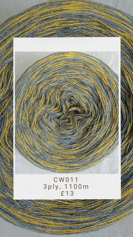 CW011 cotton/merino melange yarn cake, 240g, about 1100m, 3ply