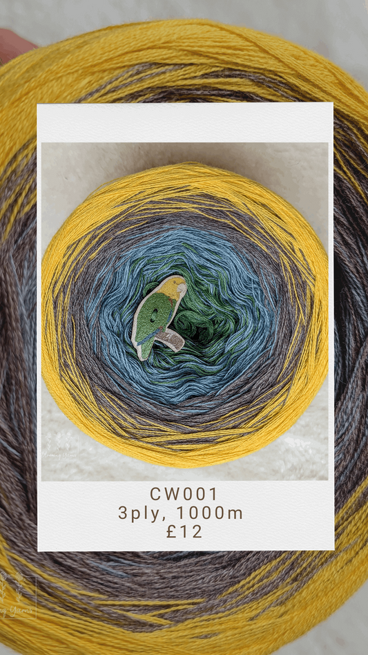 CW001 cotton/merino ombre yarn cake, 220g, about 1000m, 3ply