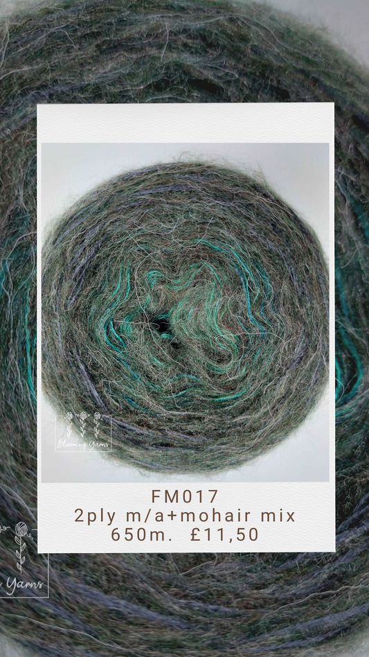 Fluffy cake FM017 , 170g, 2ply+ mohair mix , 650m