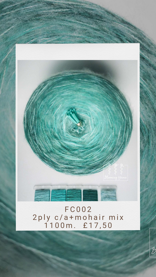 FC002 cotton/acrylic ombre yarn cake, 300g, about 1100m, 2ply+ mohair mix thread