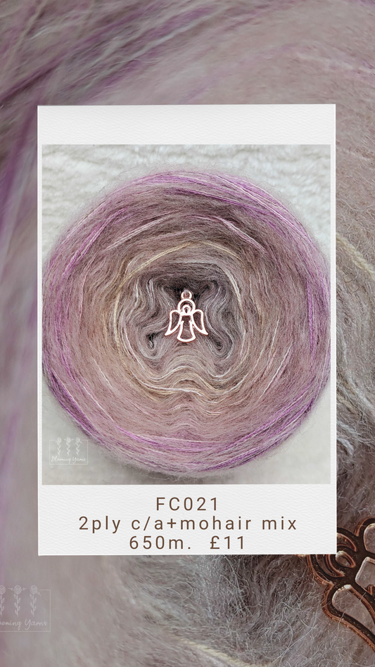 FC021 cotton/acrylic ombre yarn cake, 170g, about 650m, 2ply+ mohair mix thread