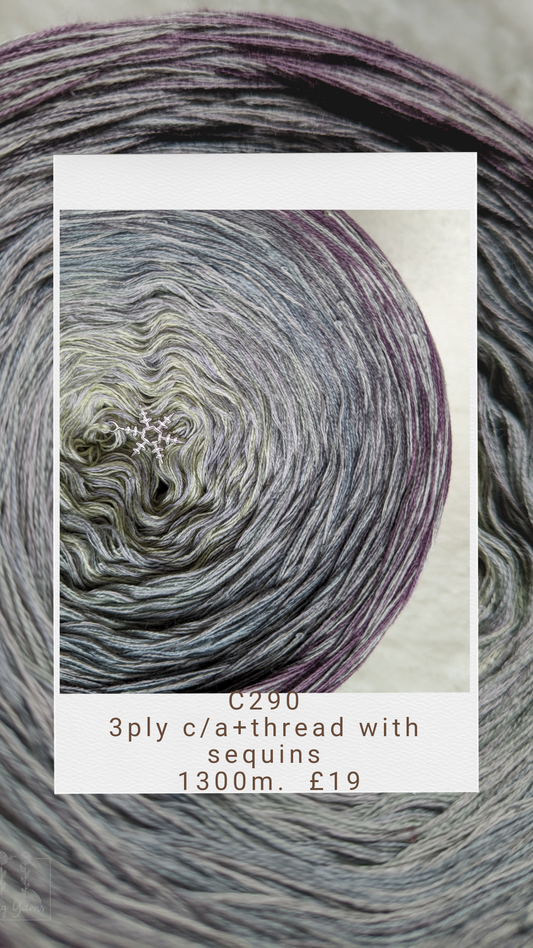 Gradient cotton/acrylic ombre yarn cake C290, 1300m,3PLY+add