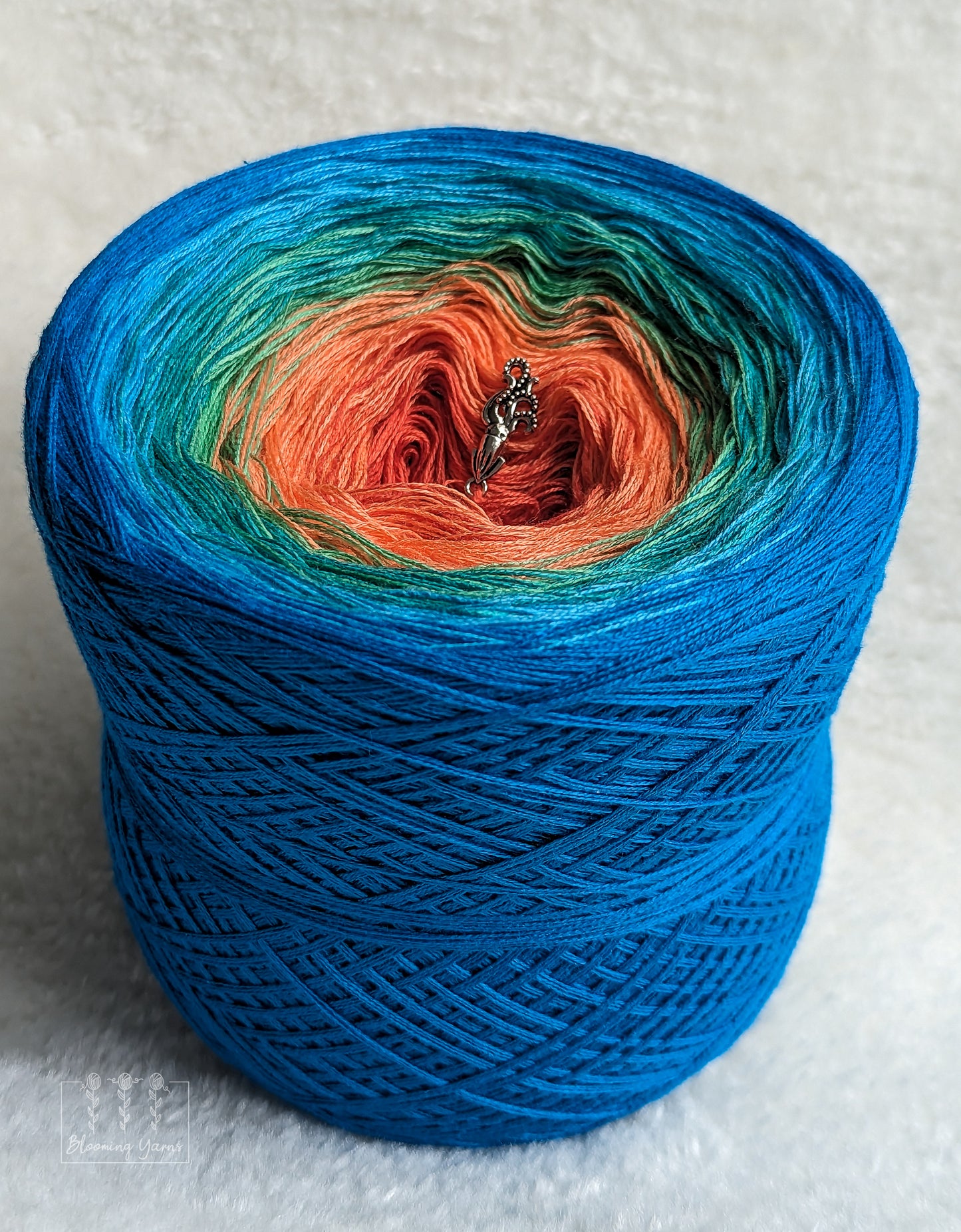 "Ocean Volcano" gradient ombre yarn cake created by Ancy-Fancy