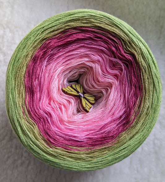 "Magnolia" cotton/acrylic ombre yarn cake, normal style, 200g, about 1000m, 3ply