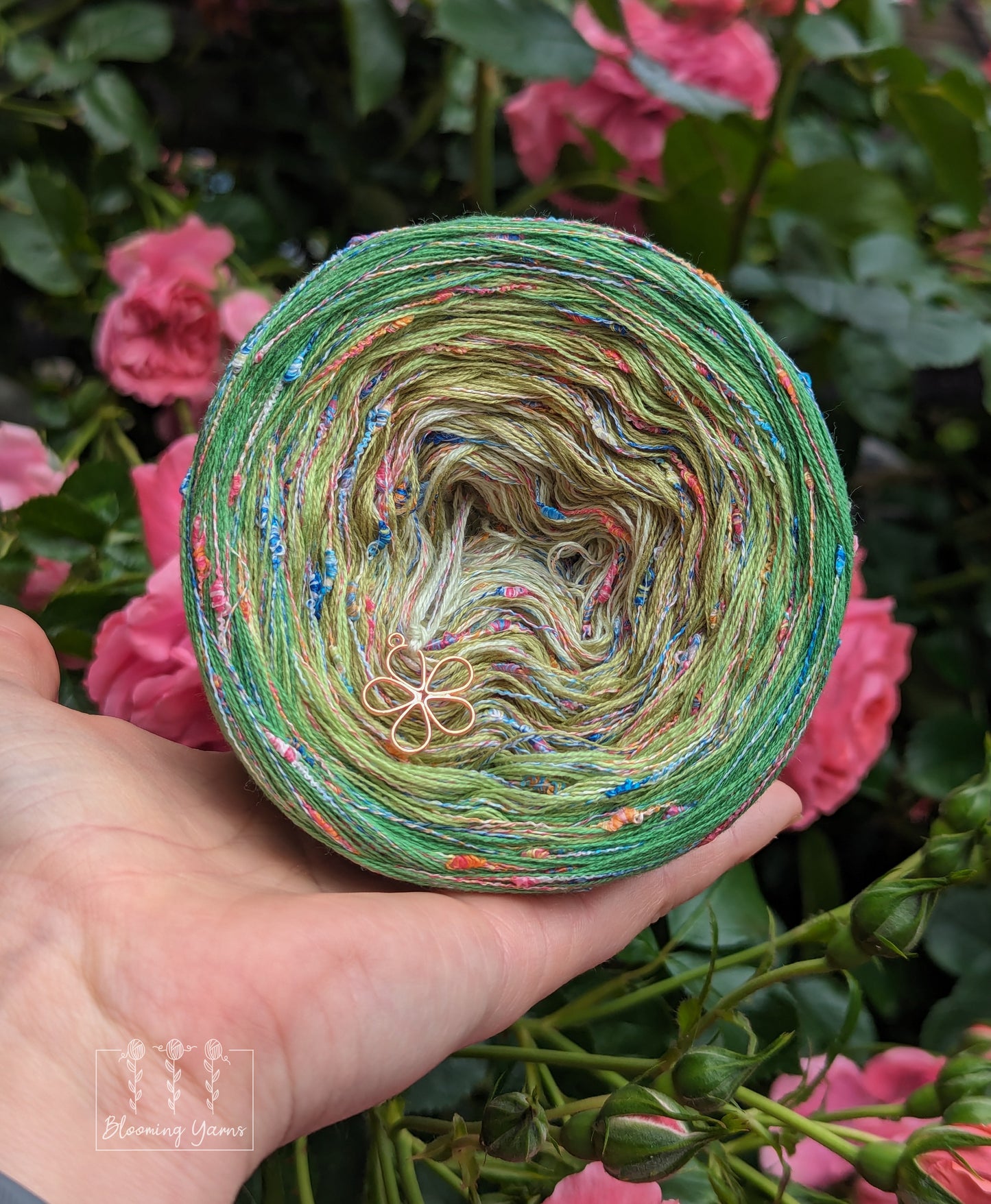 "Spring meadow" cotton/acrylic ombre yarn cake