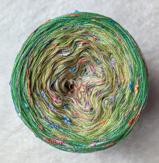 "Spring meadow" cotton/acrylic ombre yarn cake