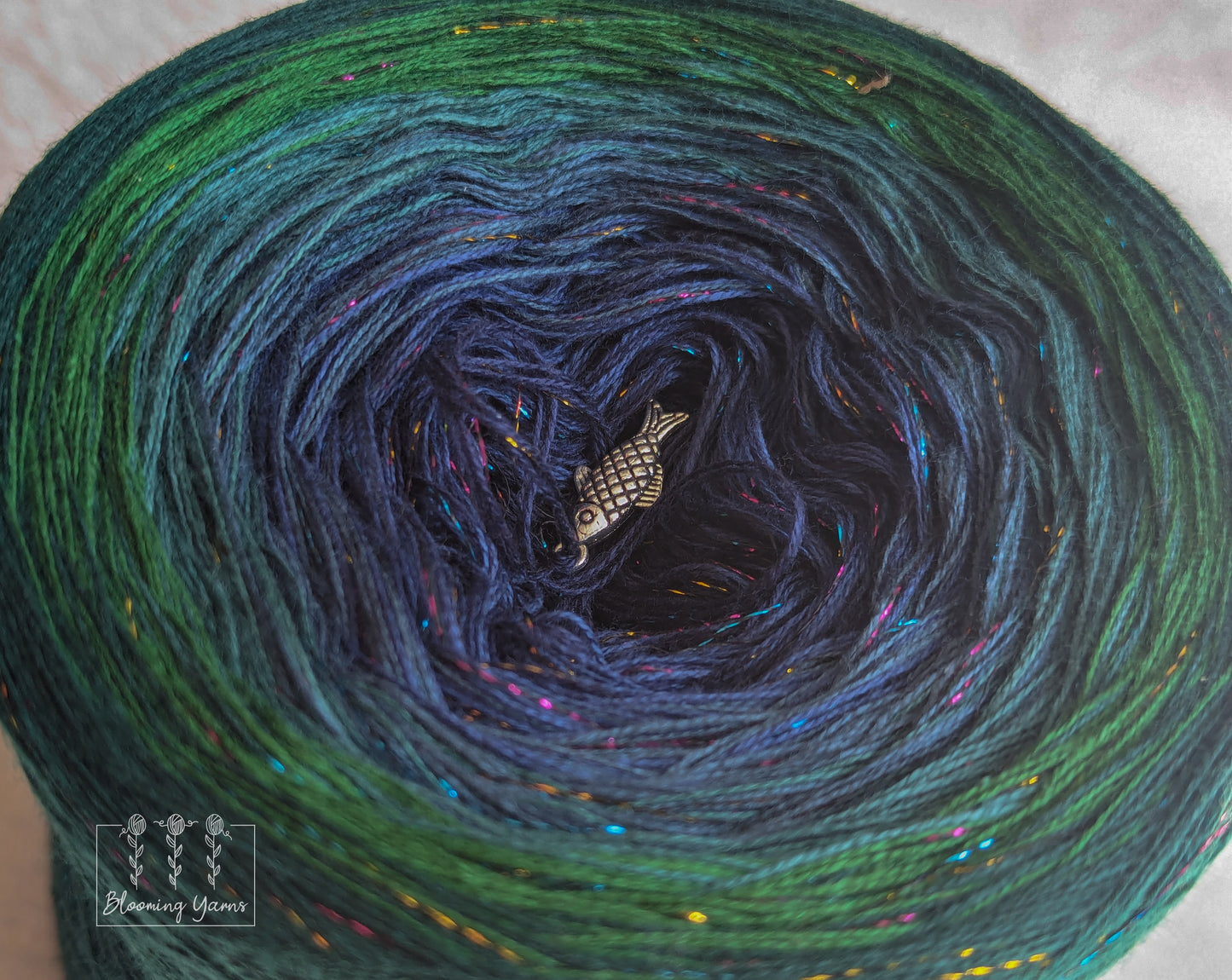 "Emerald Duck" gradient ombre yarn cake