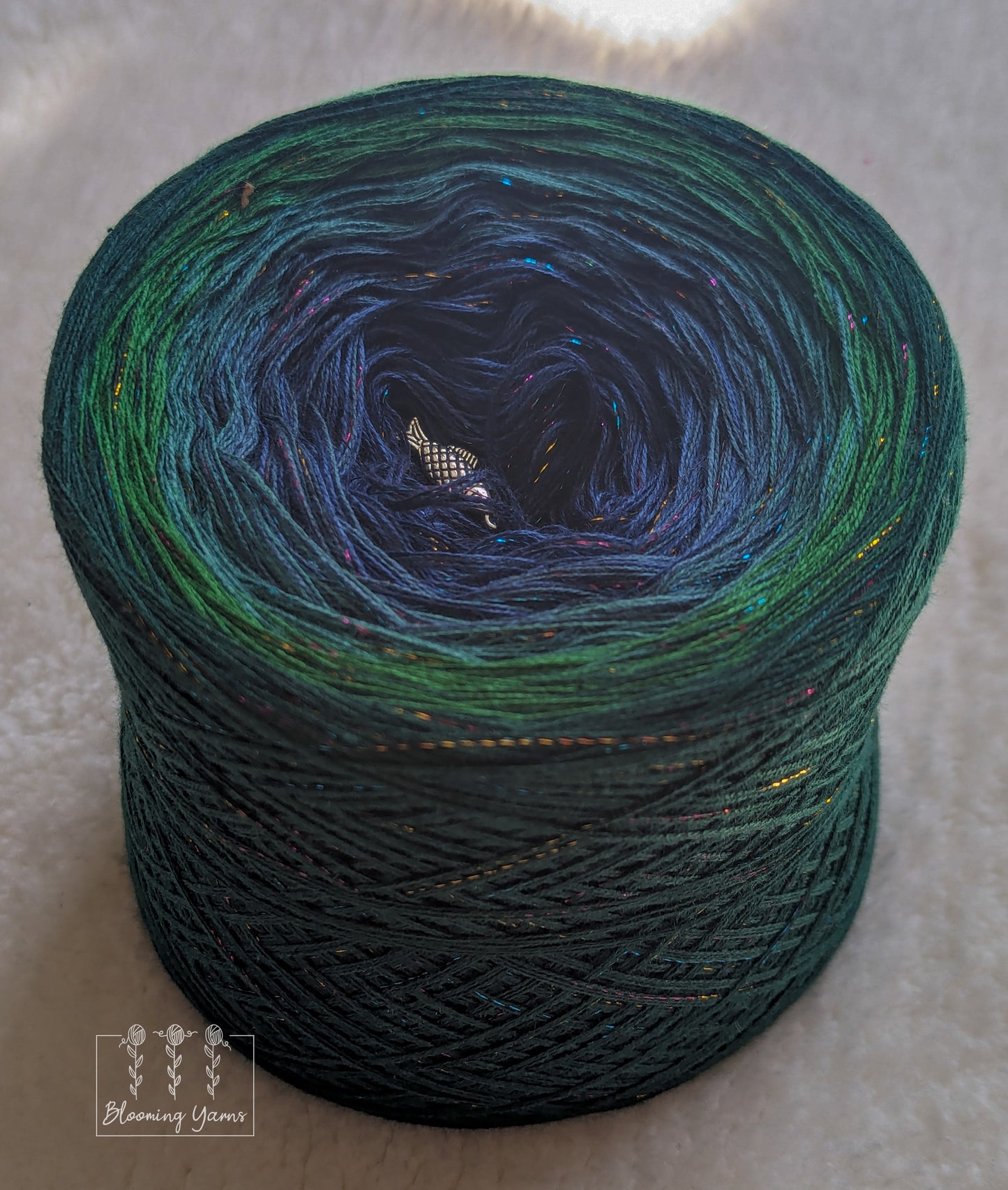 "Emerald Duck" gradient ombre yarn cake