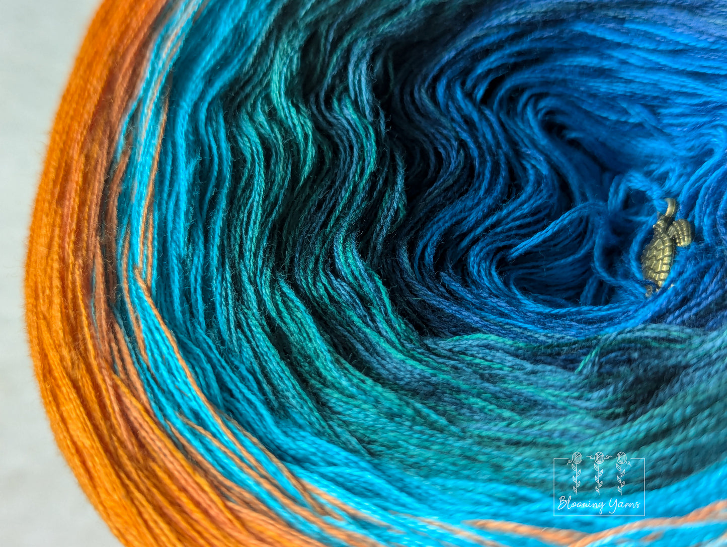 "Blue Macaw parrot" gradient ombre yarn cake