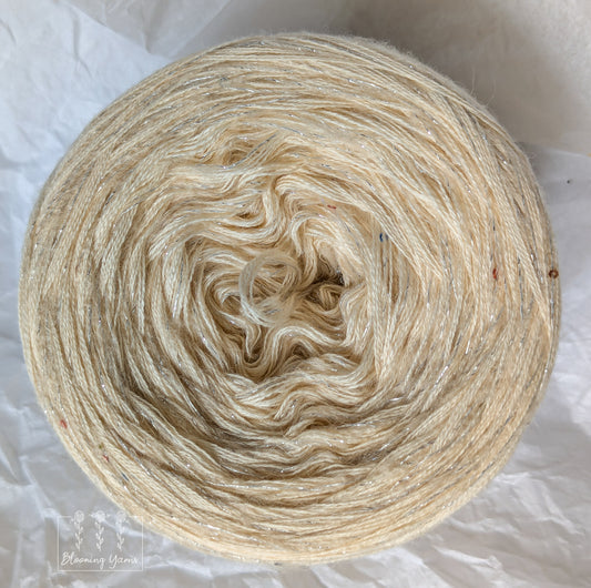 Cotton/merino yarn cake with additional mohair thread with lurex and sequins CMW020