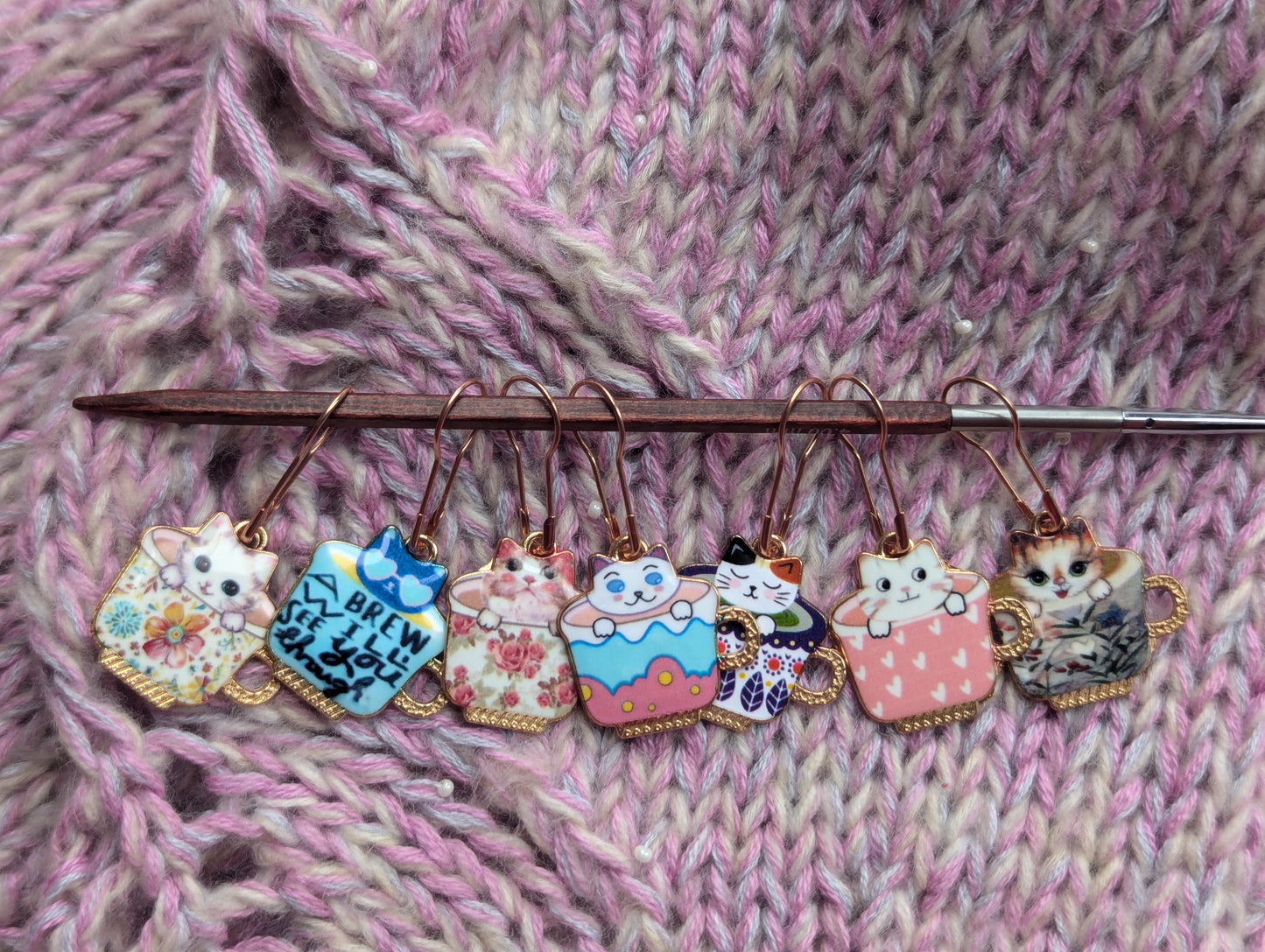 Metal pins stitch markers 5pack