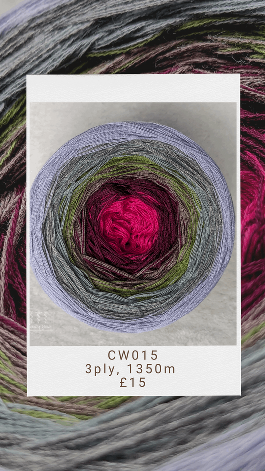 CW015 cotton/merino ombre yarn cake, 290g, about 1350m, 3ply