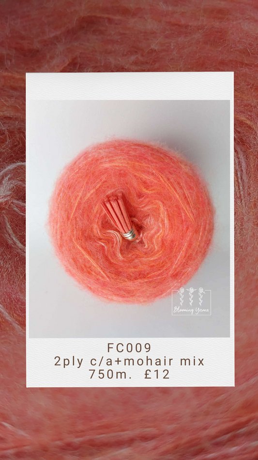 FC009 cotton/acrylic ombre yarn cake, 200g, about 750m, 2ply+ mohair mix thread