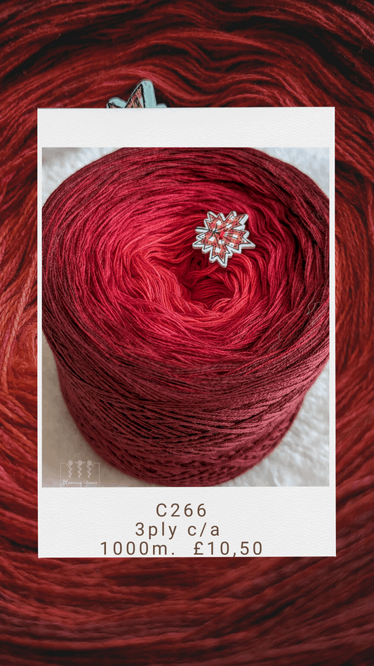 C266 cotton/acrylic ombre yarn cake, 200g, about 1000m, 3ply