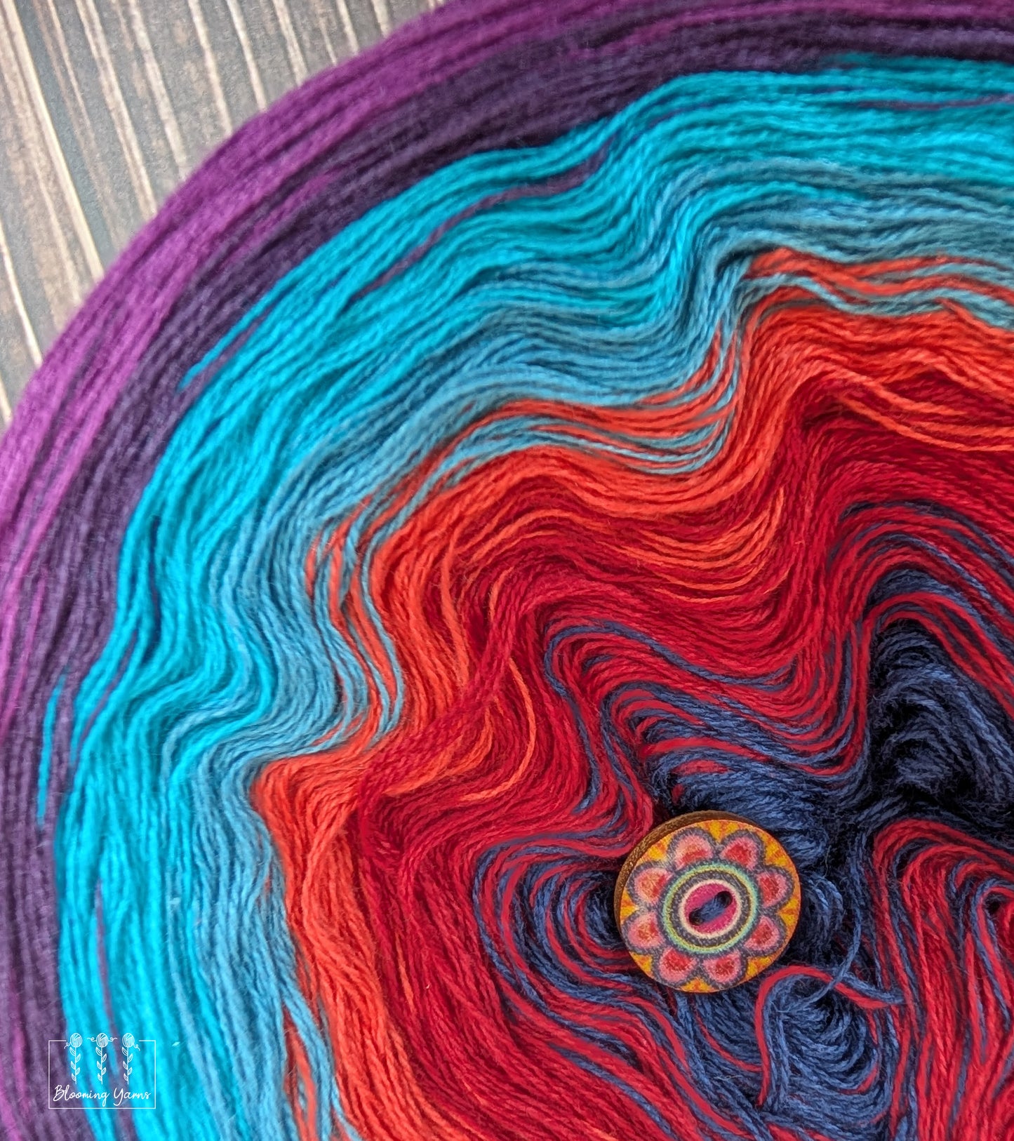 "Royal Ember" gradient ombre yarn cake