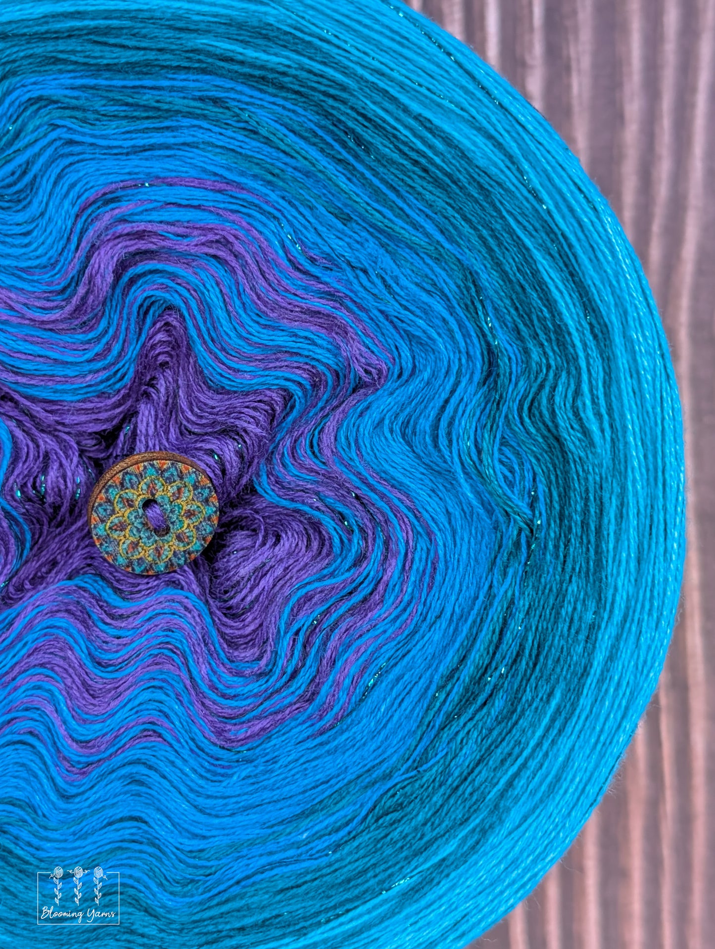 "Peacock Paradise" gradient ombre yarn cake