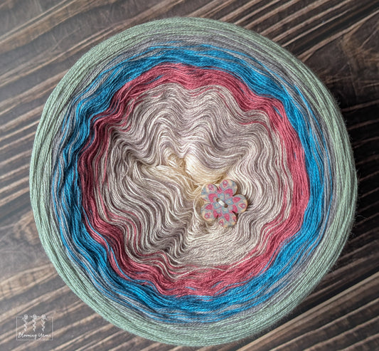 "Weathered Garden" gradient ombre yarn cake