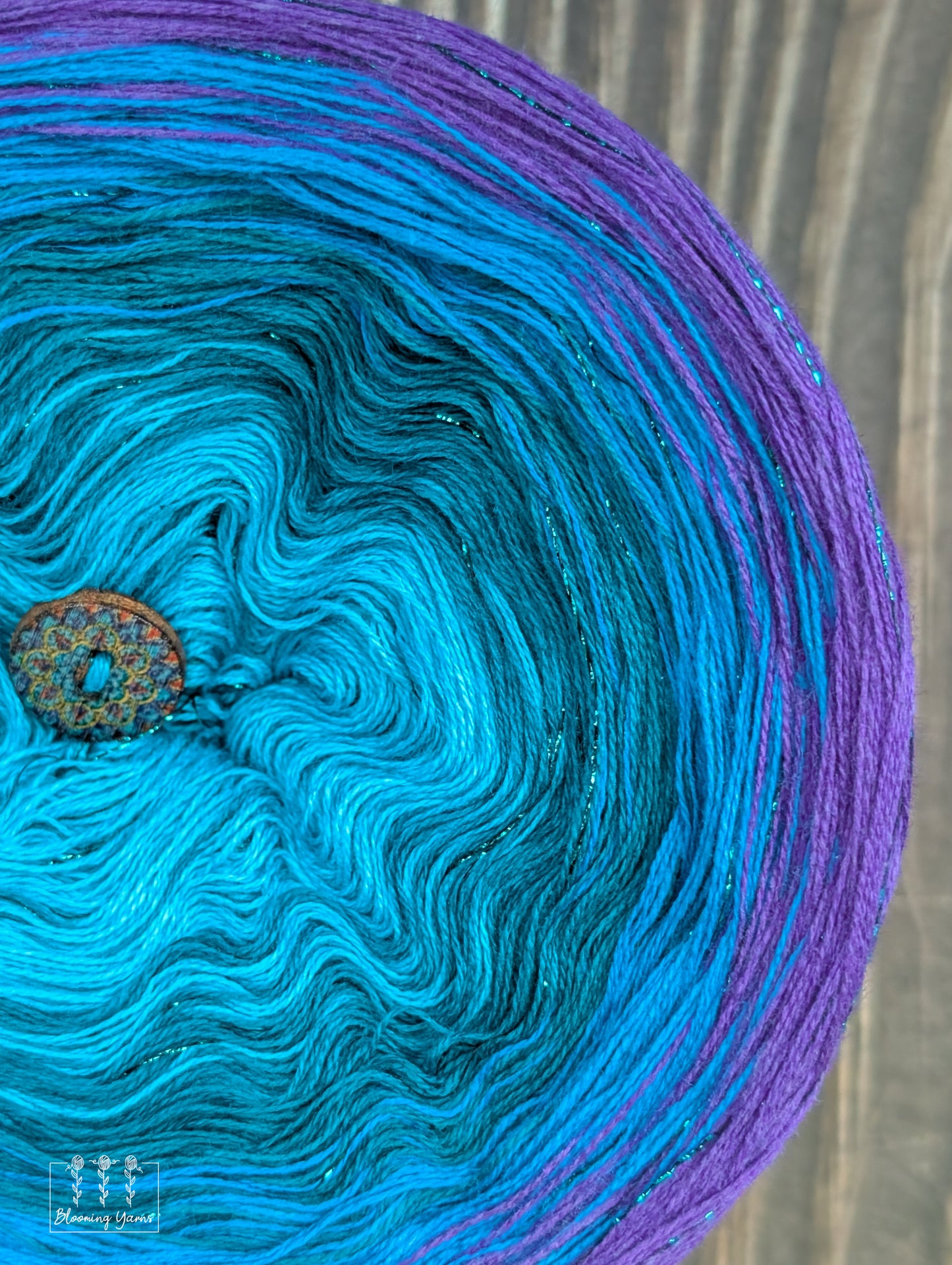 "Peacock Paradise" gradient ombre yarn cake