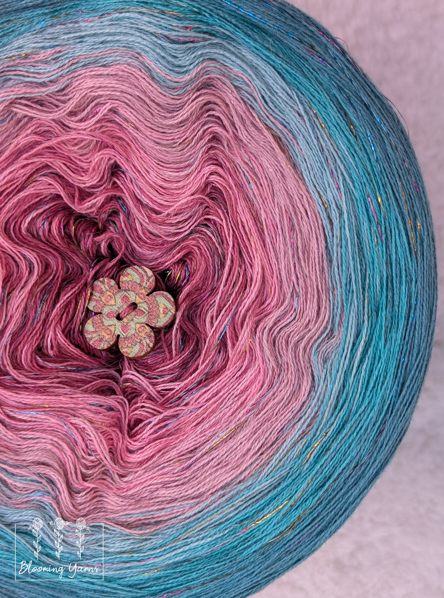 Gradient ombre yarn cake colour combination C390 " Blush & Teal Serenity"