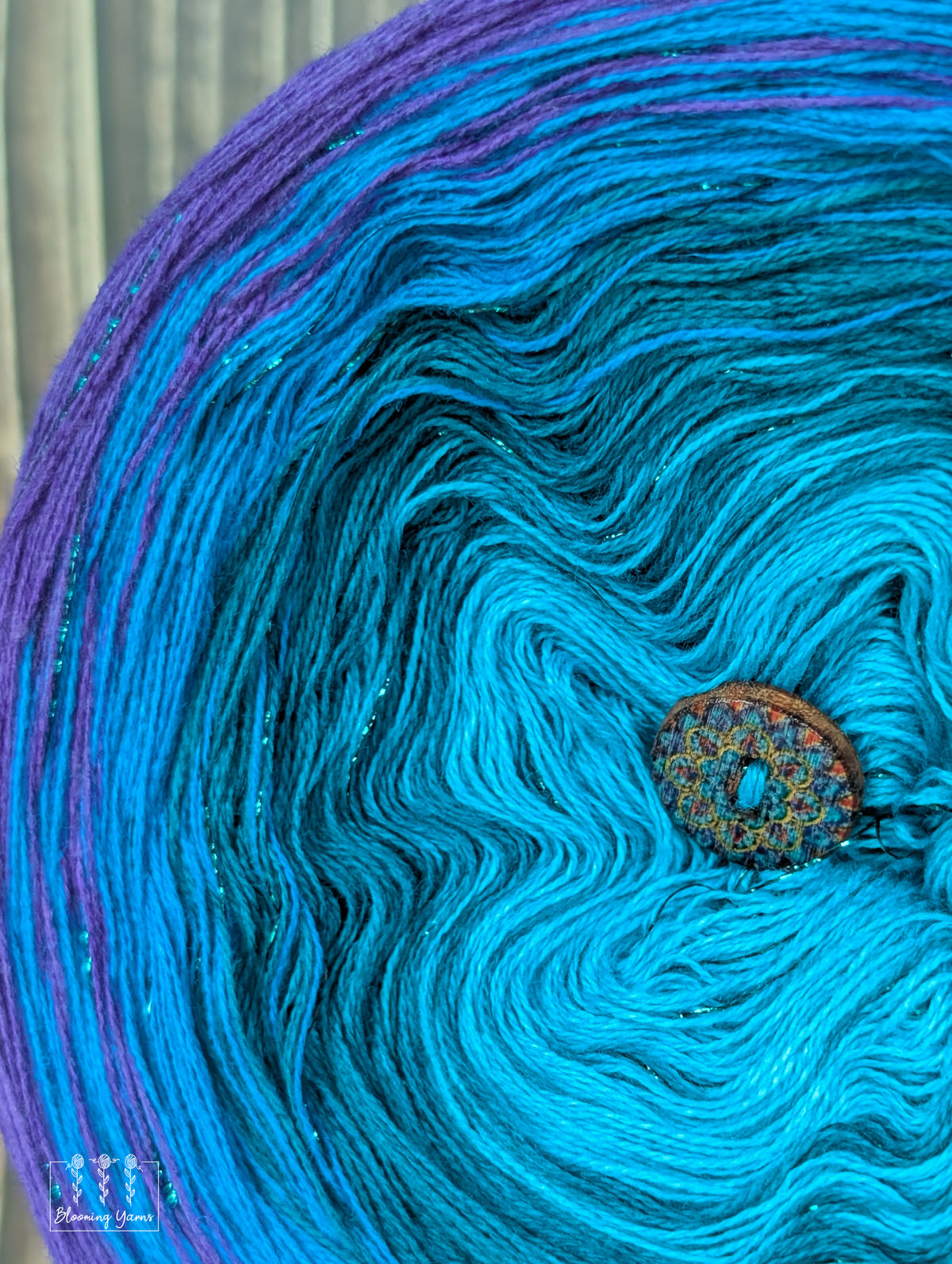 "Peacock Paradise" gradient ombre yarn cake