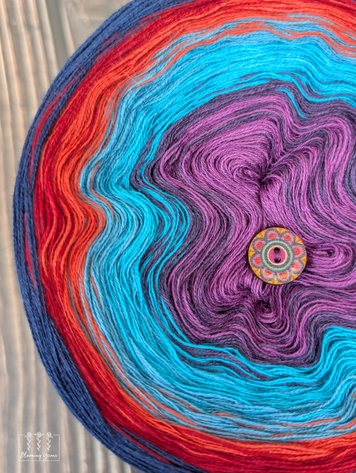 "Royal Ember" gradient ombre yarn cake