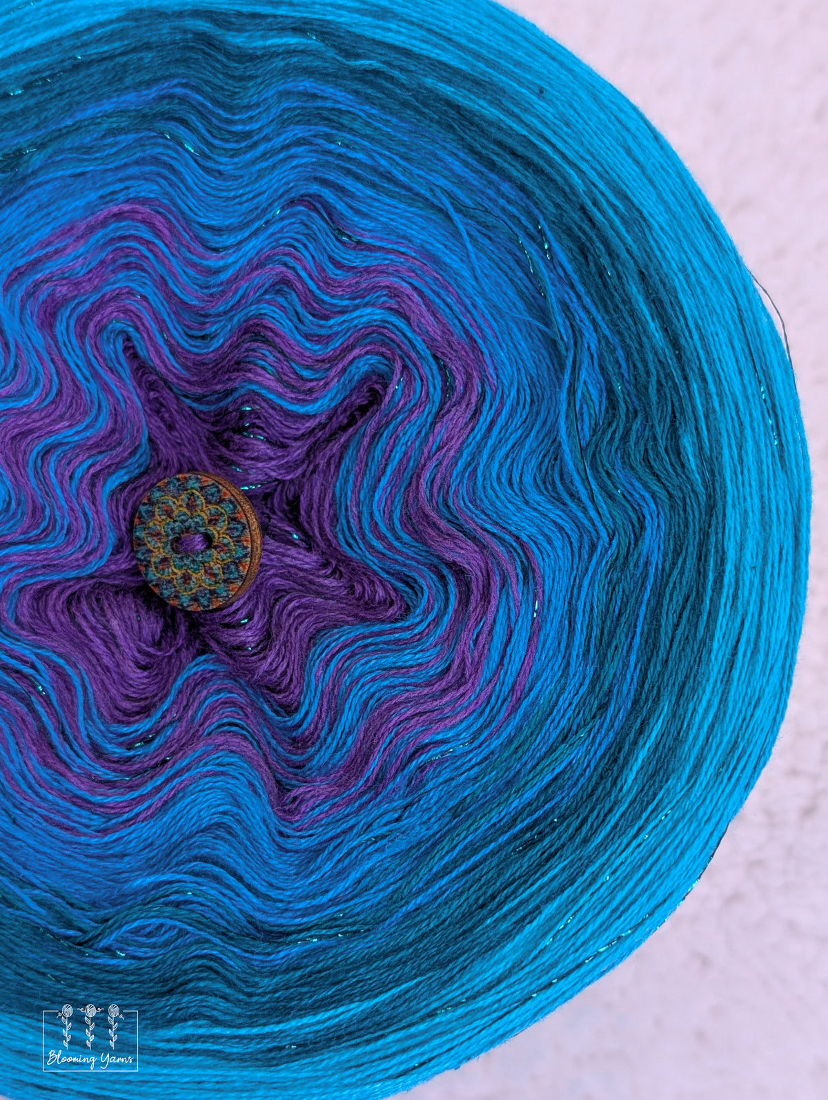 "Peacock Paradise" gradient ombre yarn cake