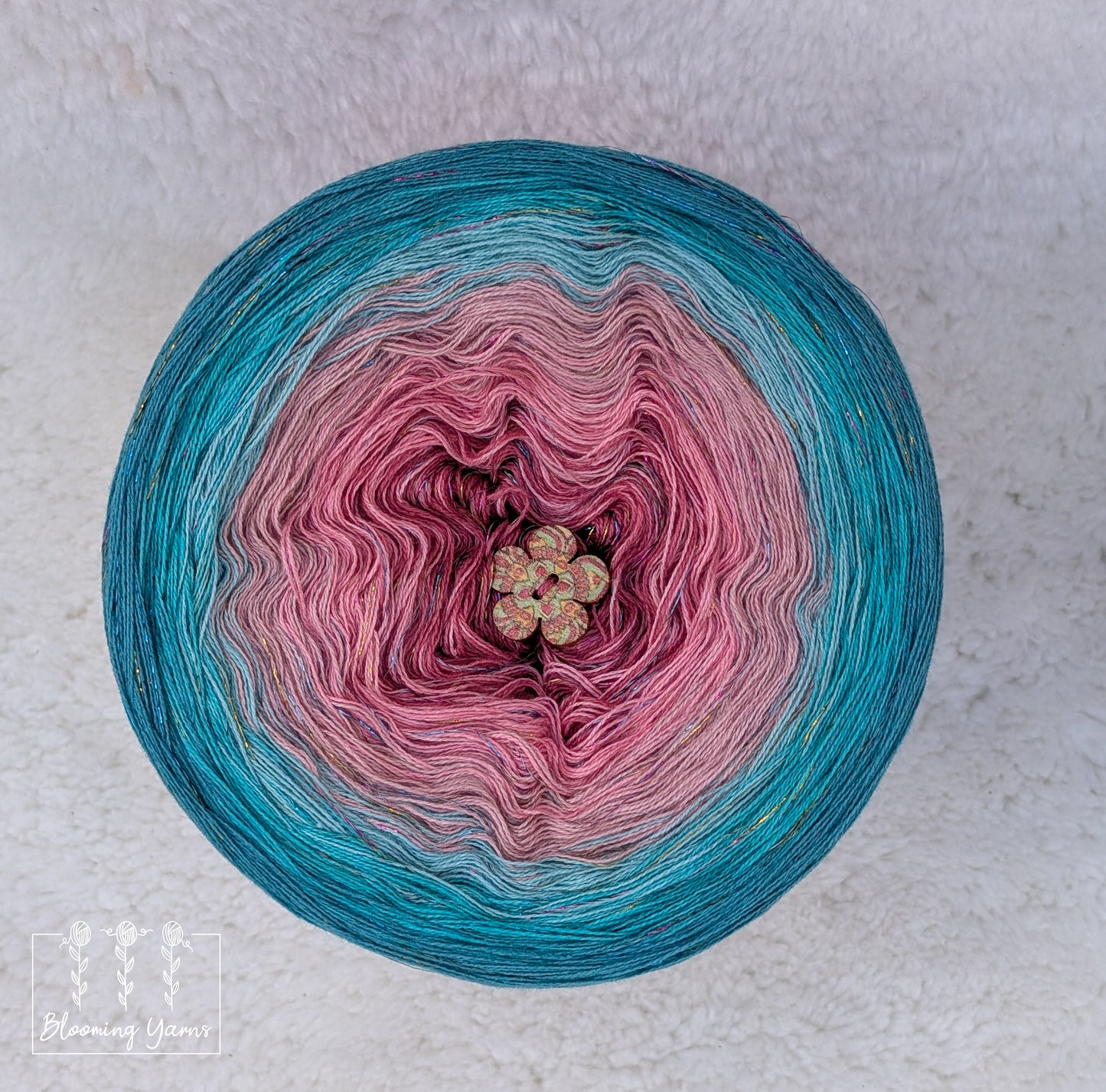 Gradient ombre yarn cake colour combination C390 " Blush & Teal Serenity"