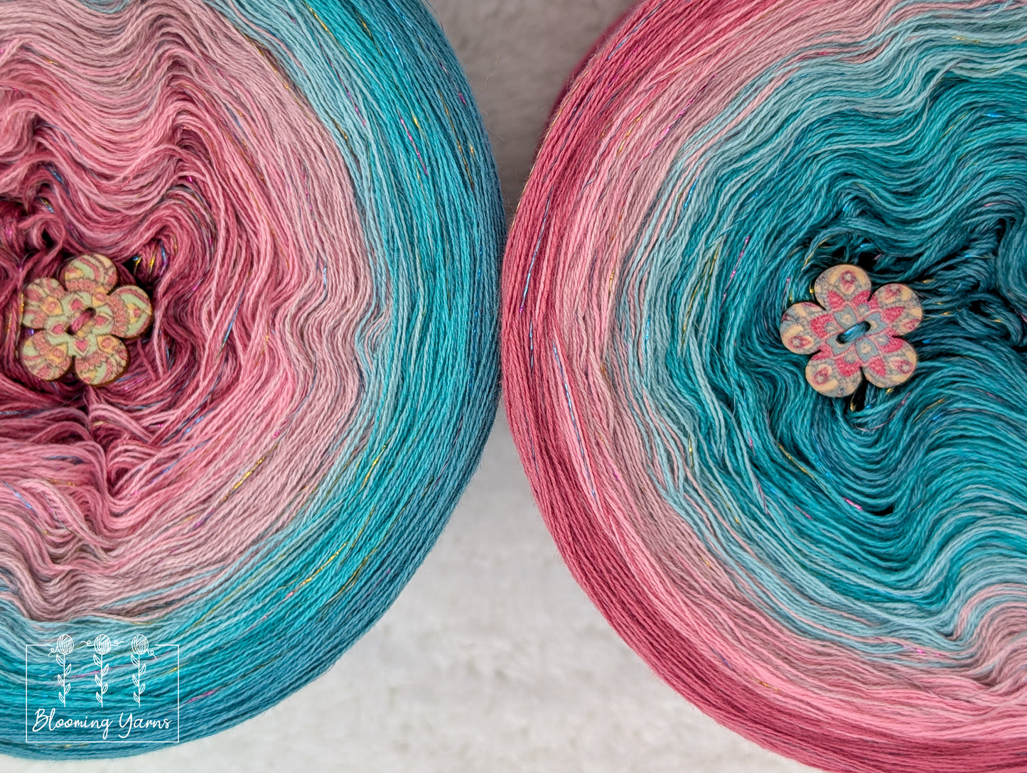 Gradient ombre yarn cake colour combination C390 " Blush & Teal Serenity"