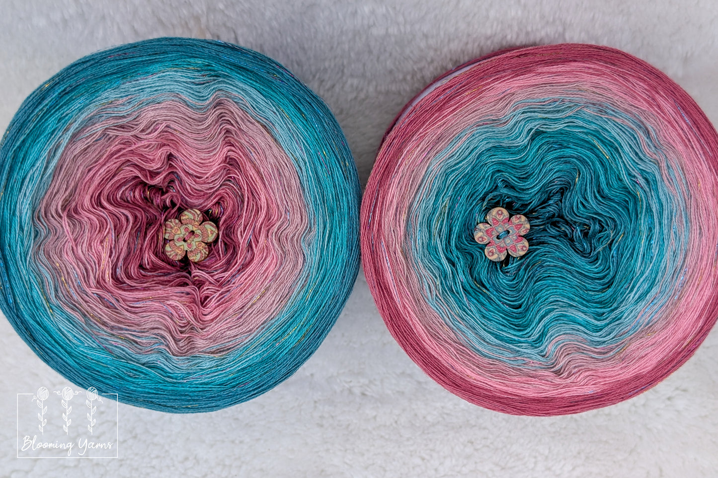 Gradient ombre yarn cake colour combination C390 " Blush & Teal Serenity"
