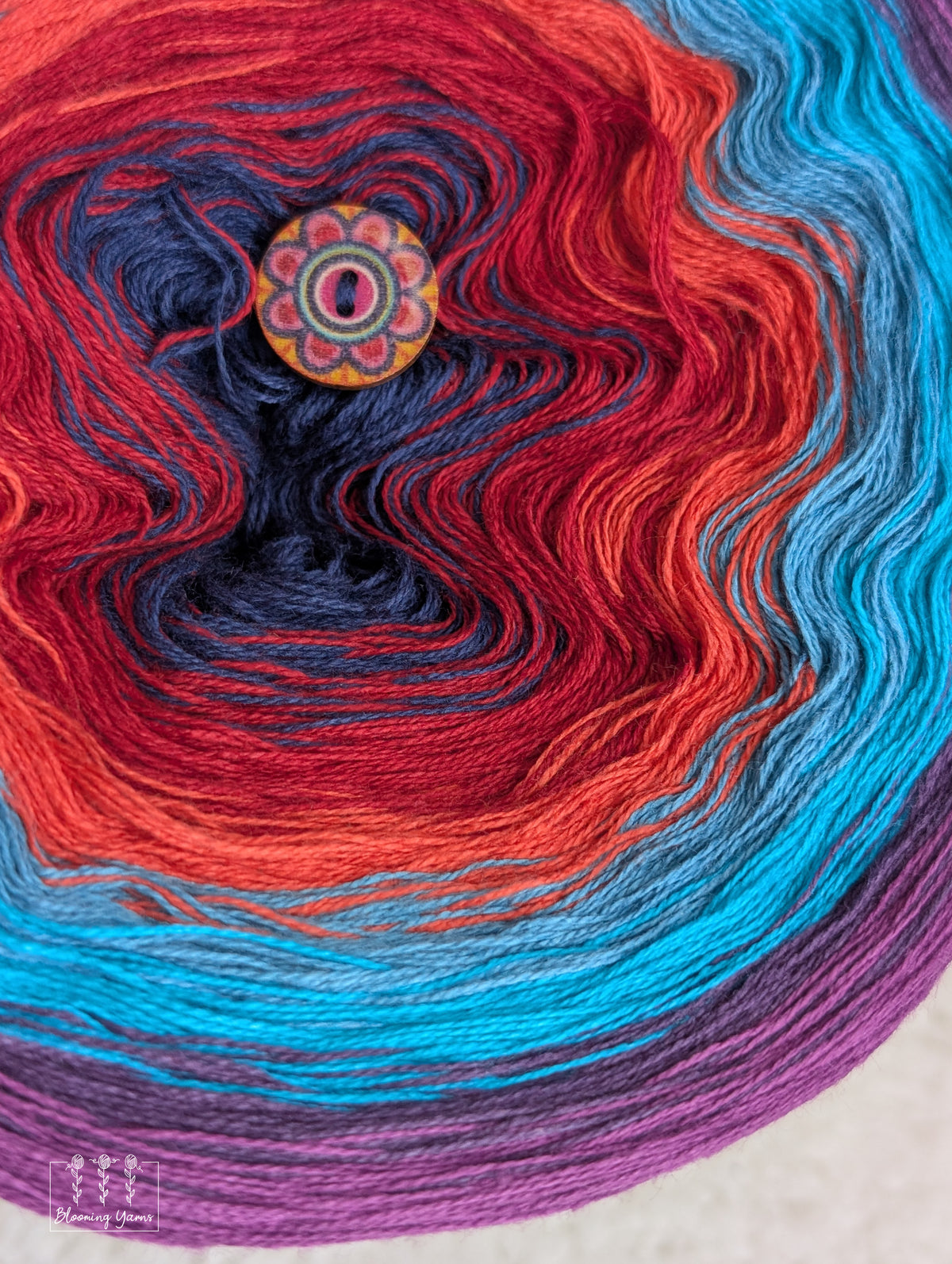 "Royal Ember" gradient ombre yarn cake