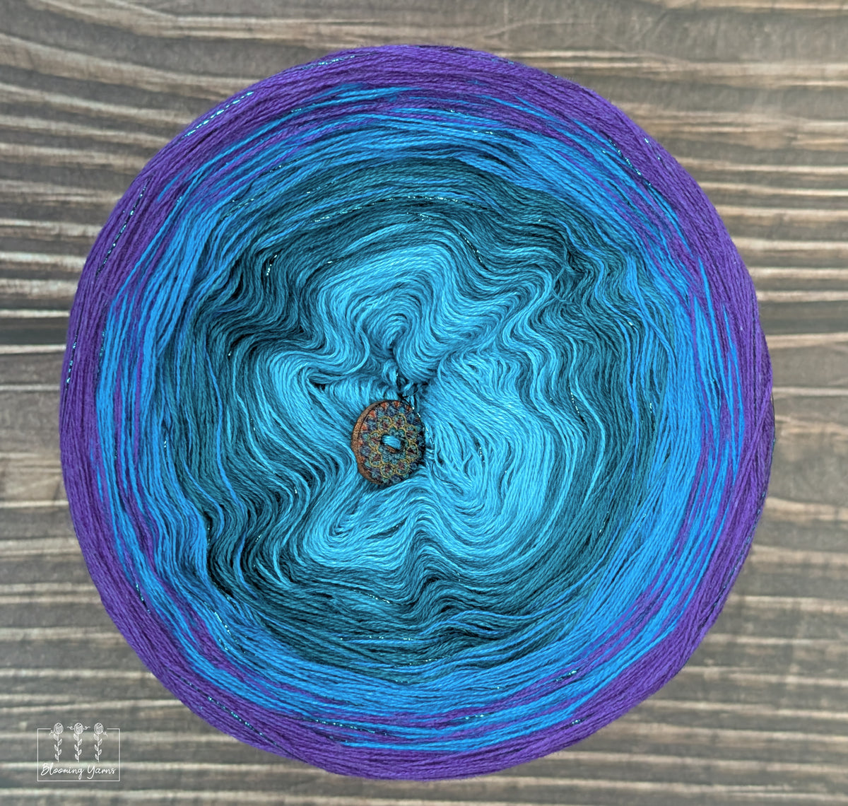 "Peacock Paradise" gradient ombre yarn cake