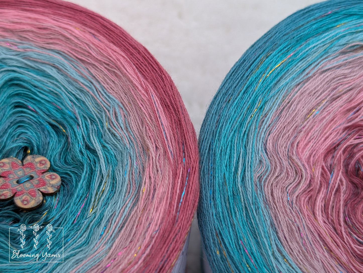 Gradient ombre yarn cake colour combination C390 " Blush & Teal Serenity"