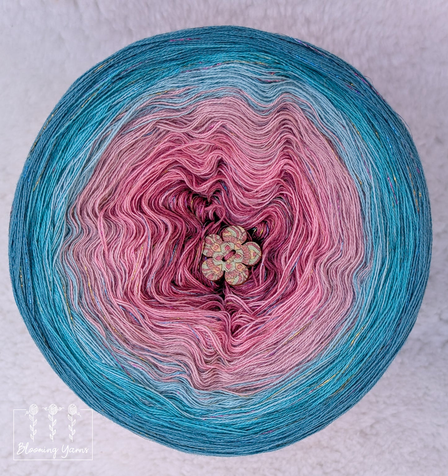 Gradient ombre yarn cake colour combination C390 " Blush & Teal Serenity"