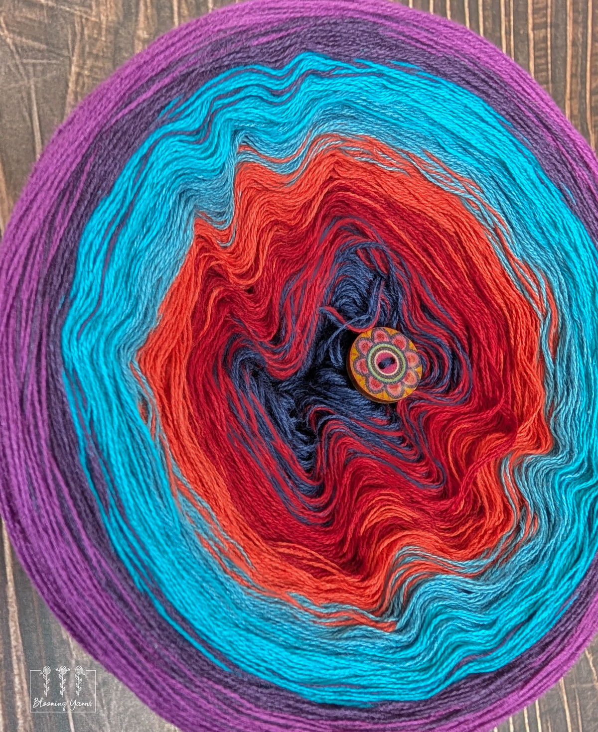 "Royal Ember" gradient ombre yarn cake