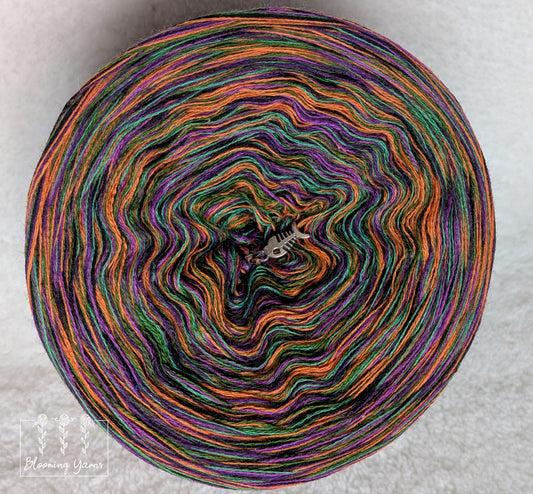 Melange merino/acrylic blend yarn cake with sequins MA027
