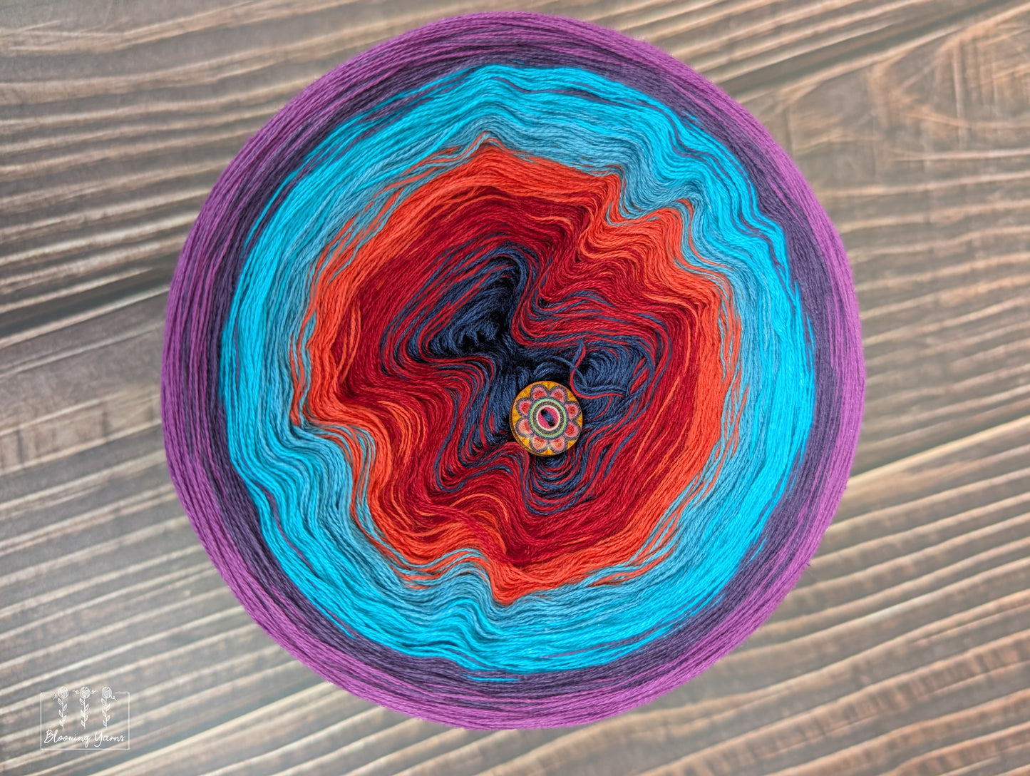 "Royal Ember" gradient ombre yarn cake
