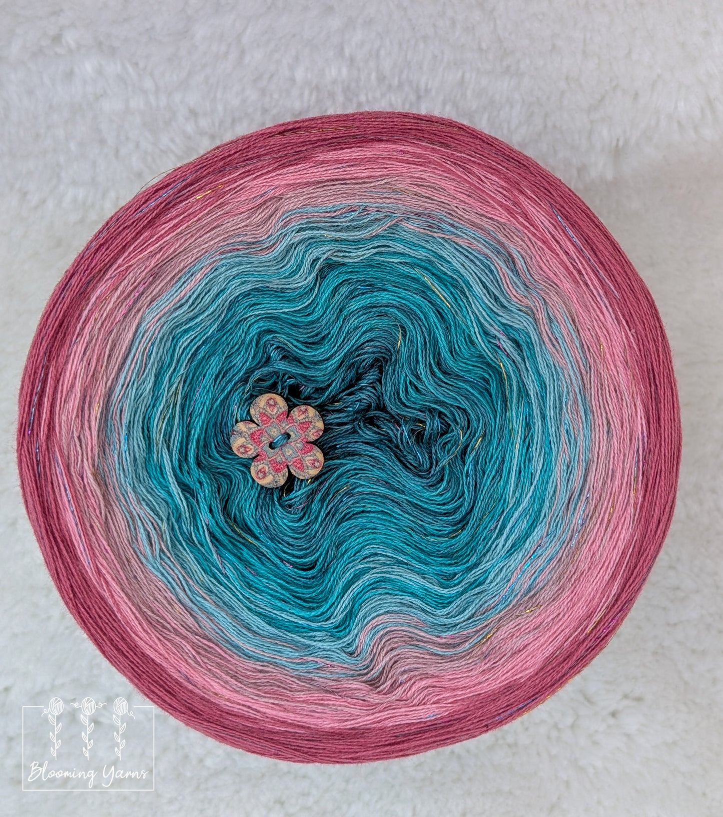 Gradient ombre yarn cake colour combination C390 " Blush & Teal Serenity"