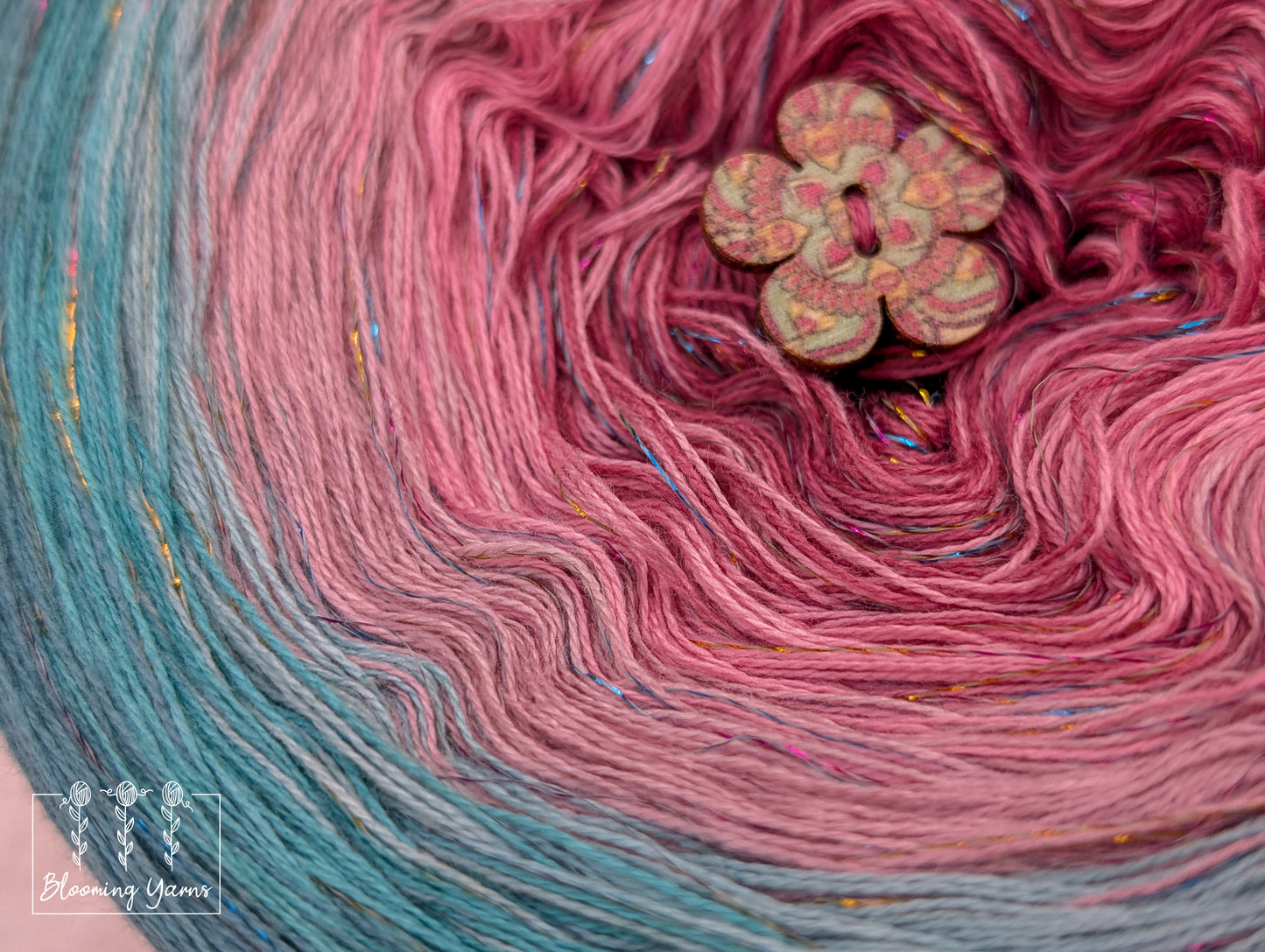 Gradient ombre yarn cake colour combination C390 " Blush & Teal Serenity"