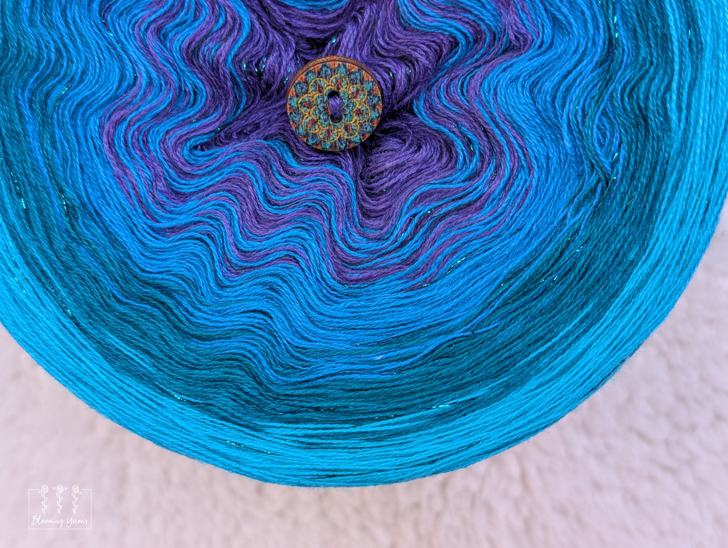 "Peacock Paradise" gradient ombre yarn cake