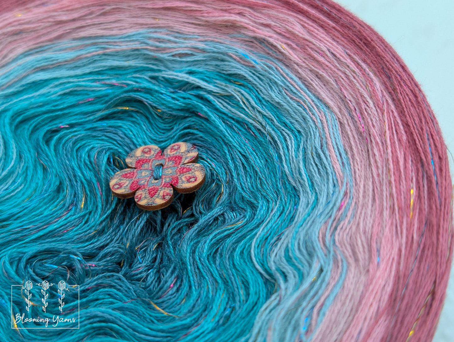 Gradient ombre yarn cake colour combination C390 " Blush & Teal Serenity"