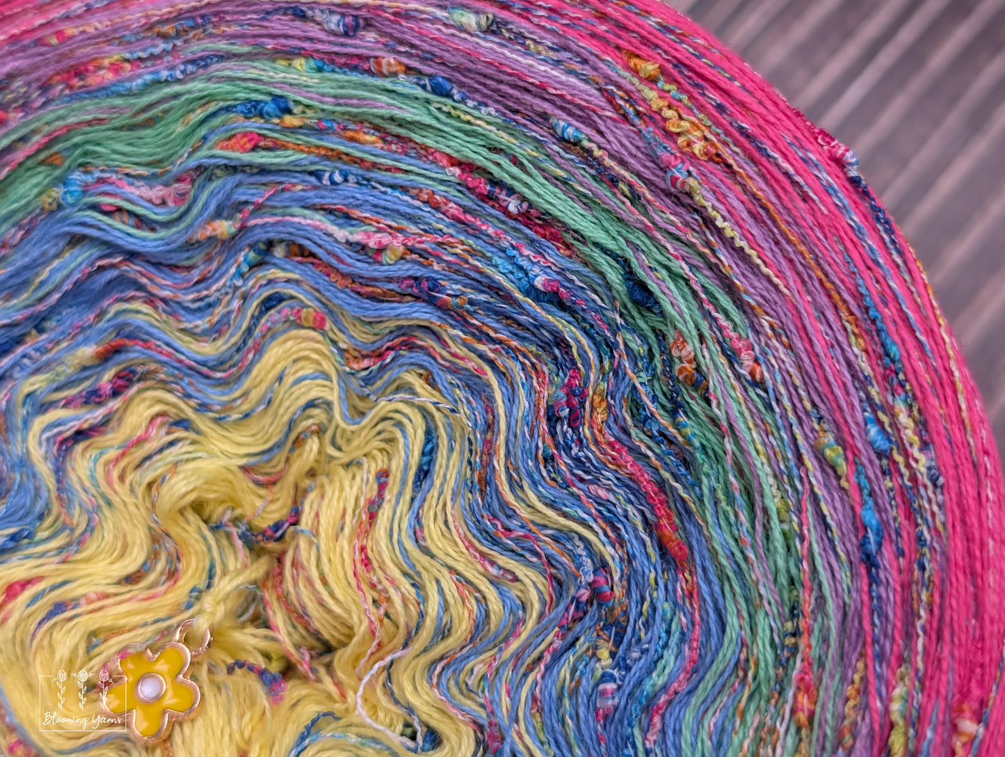 "Pixie Playground" gradient ombre yarn cake colour combination