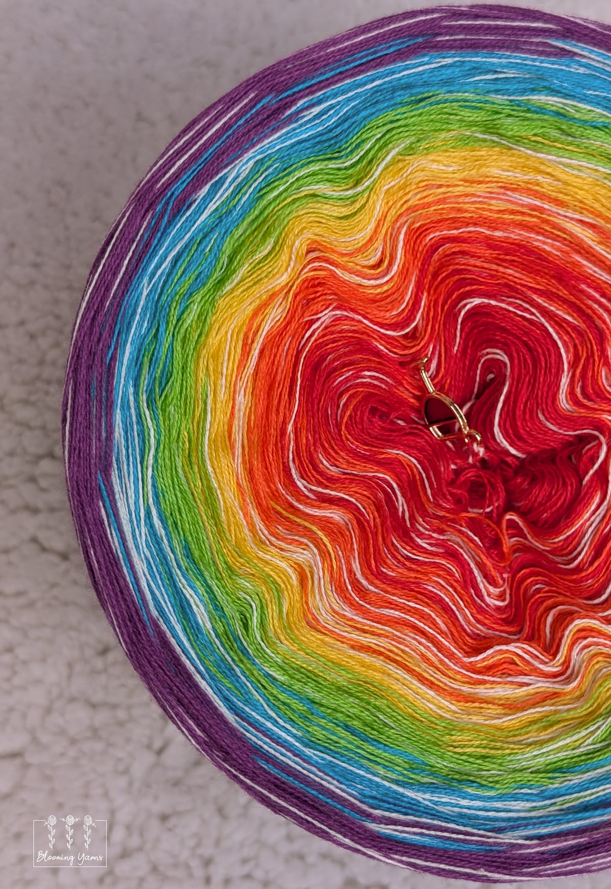 "Rainbow Birthday Cake" gradient ombre yarn cake
