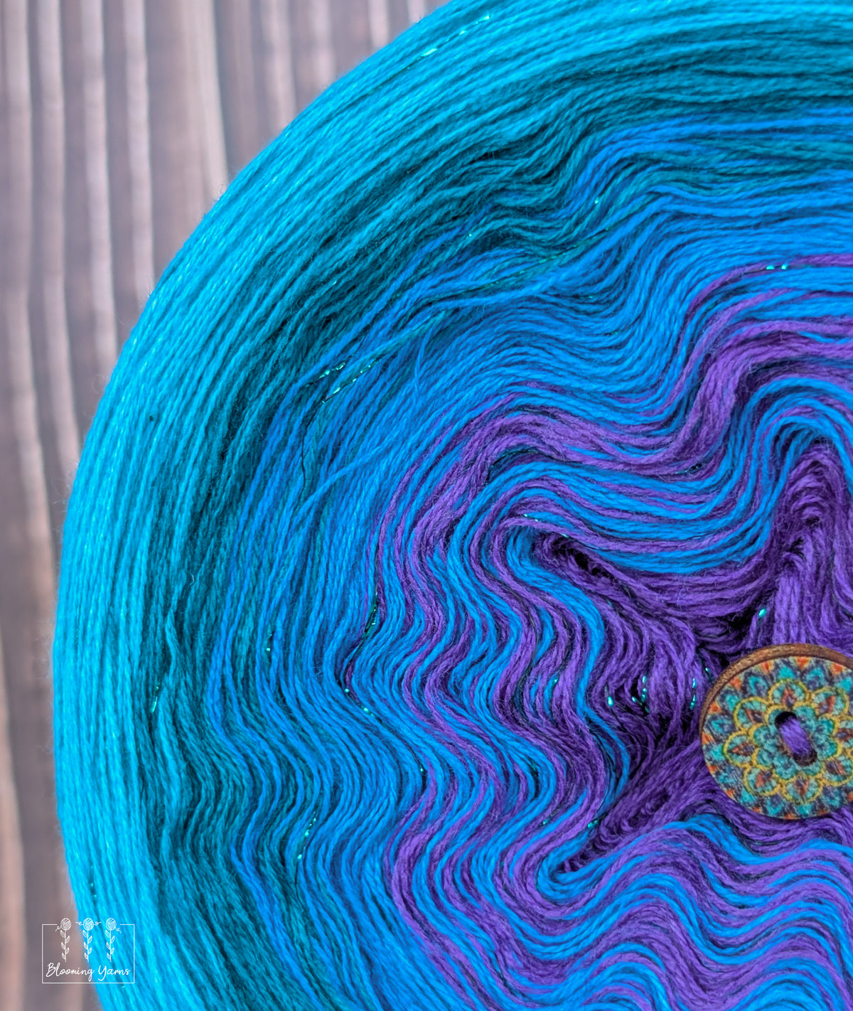 "Peacock Paradise" gradient ombre yarn cake