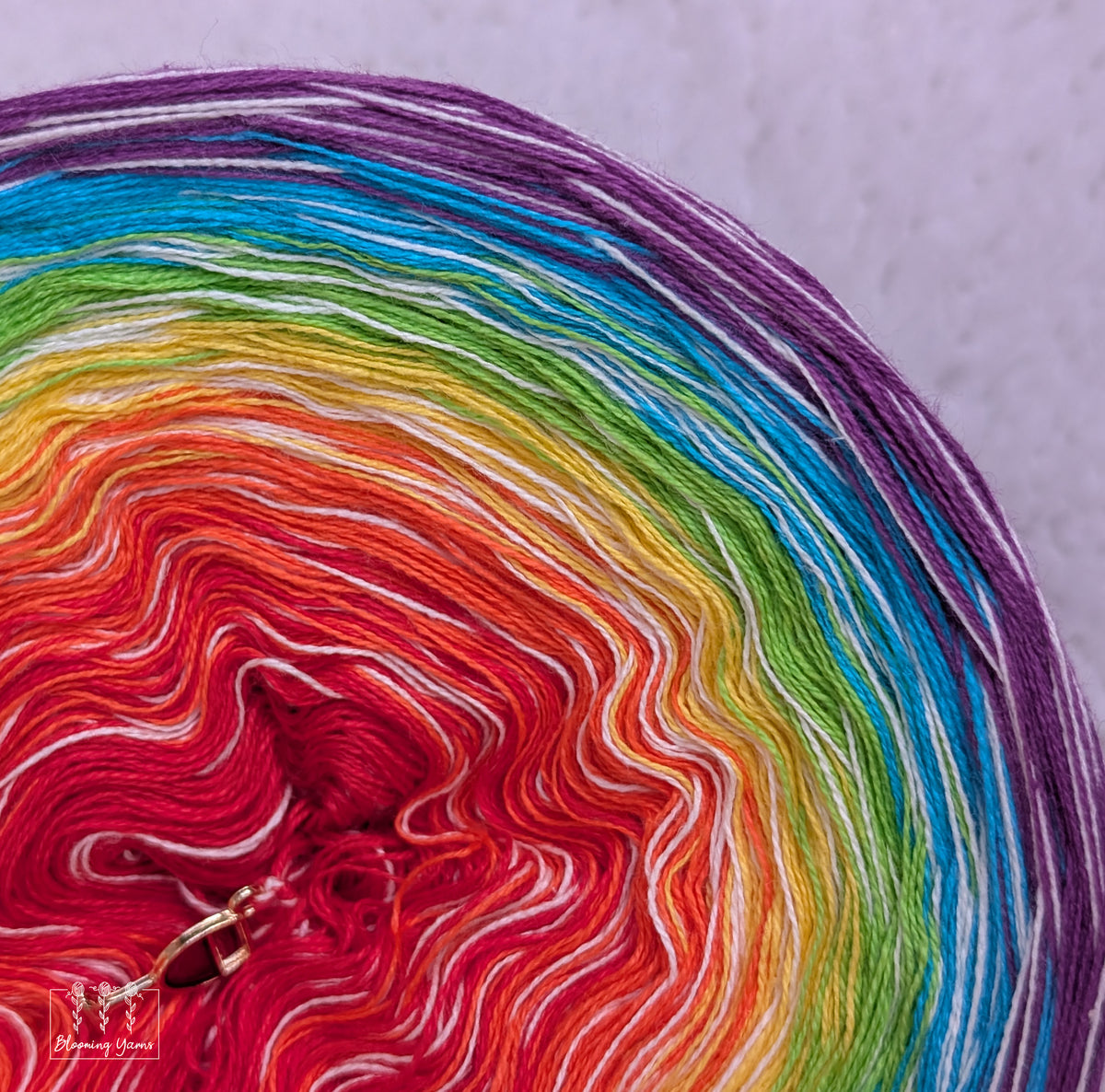 "Rainbow Birthday Cake" gradient ombre yarn cake