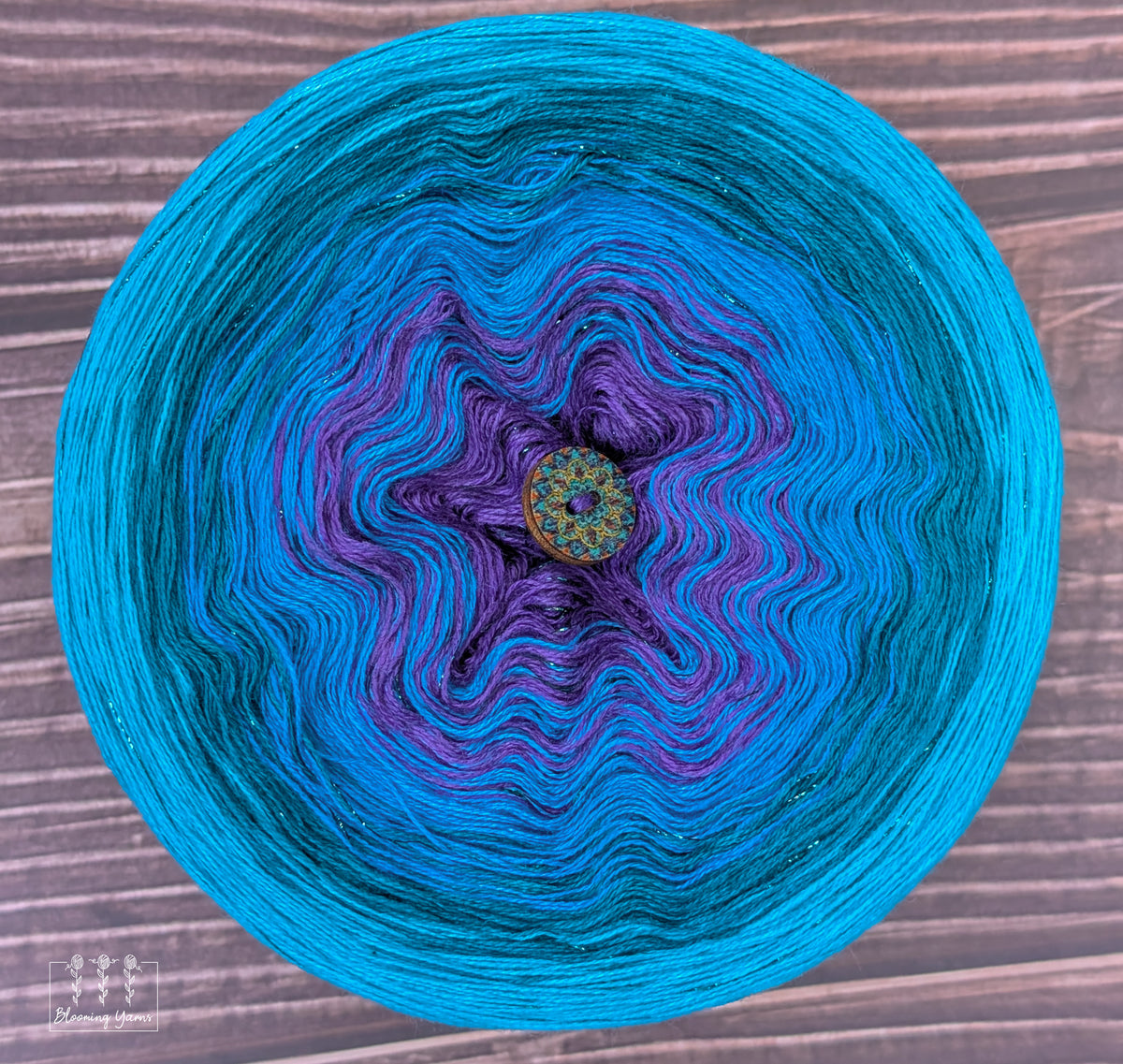 "Peacock Paradise" gradient ombre yarn cake
