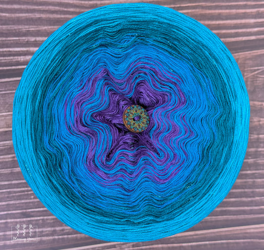 "Peacock Paradise" gradient ombre yarn cake